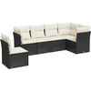 Image de vidaXL Ensemble de salon de jardin 6 pièces avec coussins noir poly rotin