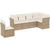 Image de vidaXL Ensemble de salon de jardin 6 pièces avec coussins Beige Poly Rattan