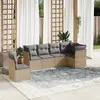 Image de vidaXL Ensemble de salon de jardin 6 pièces avec coussins Beige Poly Rattan