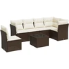 Image de vidaXL Ensemble de salon de jardin 7 pièces avec coussins noir poly rotin