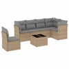 Image de vidaXL Ensemble de salon de jardin 7 pièces avec coussins Beige Poly Rattan
