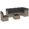 Image de vidaXL Ensemble de salon de jardin 7 pièces avec coussins Gris Poly rotin