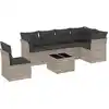 Image de vidaXL Ensemble de salon de jardin 7 pièces avec coussins gris clair Poly rotin