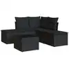 Image de vidaXL Ensemble de salon de jardin 6 pièces avec coussins noir poly rotin