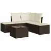 Image de vidaXL Ensemble de salon de jardin 6 pièces avec coussins Marron Poly Rattan