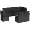 Image de vidaXL Ensemble de jardin canapé 8 pièces avec coussins noir poly rotin
