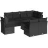 Image de vidaXL Ensemble de salon de jardin 9 pièces avec coussins noir poly rotin