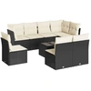 Image de vidaXL Ensemble de salon de jardin 9 pièces avec coussins noir poly rotin