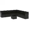 Image de vidaXL Ensemble de 10 canapés de jardin avec coussins noir poly rotin
