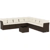 Image de vidaXL Ensemble de salon de jardin 10 pièces avec coussins Marron Poly Rattan