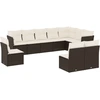 Image de vidaXL Ensemble de 10 canapés de jardin avec coussins noir poly rotin
