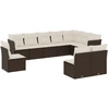 Image de vidaXL Ensemble de salon de jardin 10 pièces avec coussins Marron Poly Rattan