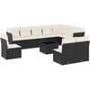 Image de vidaXL Ensemble de salon de jardin 11 pièces avec coussins noir poly rotin