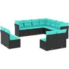 Image de vidaXL Ensemble de 11 canapés de jardin avec coussins, polyrattan noir