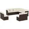 Image de vidaXL Ensemble de salon de jardin 11 pièces avec coussins Marron Poly rotin
