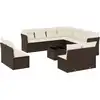 Image de vidaXL Ensemble de salon de jardin 12 pièces avec coussins Marron Poly rotin
