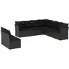 Image de vidaXL Ensemble de salon de jardin 9 pièces avec coussins noir poly rotin