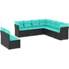 Image de vidaXL Ensemble de 9 canapés de jardin avec coussins, polyrattan noir