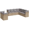Image de vidaXL Ensemble de salon de jardin 9 pièces avec coussins beige Poly rotin