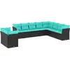 Image de vidaXL Ensemble de 10 canapés de jardin avec coussins, polyrattan noir