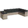 Image de vidaXL Ensemble de 10 canapés de jardin avec coussins gris clair Poly rotin