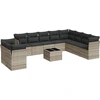 Image de vidaXL Ensemble de salon de jardin 11 pièces avec coussins gris clair Poly rotin