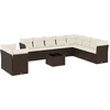 Image de vidaXL Ensemble de salon de jardin 11 pièces avec coussins Marron Poly rotin