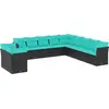 Image de vidaXL Ensemble de 11 canapés de jardin avec coussins, polyrattan noir
