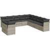 Image de vidaXL Ensemble de salon de jardin 11 pièces avec coussins gris clair Poly rotin