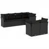 Image de vidaXL Ensemble de salon de jardin 7 pièces avec coussins noir poly rotin
