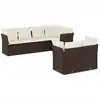 Image de vidaXL Ensemble de salon de jardin 7 pièces avec coussins Marron Poly rotin