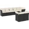 Image de vidaXL Ensemble de jardin canapé 8 pièces avec coussins noir poly rotin