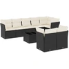 Image de vidaXL Ensemble de salon de jardin 9 pièces avec coussins noir poly rotin