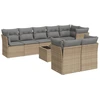Image de vidaXL Ensemble de salon de jardin 9 pièces avec coussins beige Poly rotin