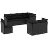 Image de vidaXL Ensemble de jardin canapé 8 pièces avec coussins noir poly rotin