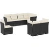 Image de vidaXL Ensemble de jardin canapé 8 pièces avec coussins noir poly rotin