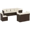 Image de vidaXL Ensemble de jardin canapé 8 pièces avec coussins Marron Poly rotin