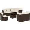 Image de vidaXL Ensemble de salon de jardin 9 pièces avec coussins Marron Poly Rattan