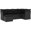 Image de vidaXL Ensemble de salon de jardin 6 pièces avec coussins noir poly rotin