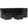 Image de vidaXL Ensemble de salon de jardin 7 pièces avec coussins noir poly rotin