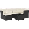 Image de vidaXL Ensemble de salon de jardin 7 pièces avec coussins noir poly rotin