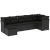 Image de vidaXL Ensemble de salon de jardin 7 pièces avec coussins noir poly rotin
