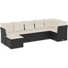 Image de vidaXL Ensemble de salon de jardin 7 pièces avec coussins noir poly rotin