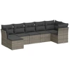 Image de vidaXL Ensemble de salon de jardin 7 pièces avec coussins Gris Poly rotin