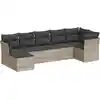 Image de vidaXL Ensemble de salon de jardin 7 pièces avec coussins gris clair Poly rotin