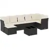 Image de vidaXL Ensemble de jardin canapé 8 pièces avec coussins noir poly rotin