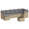 Image de vidaXL Ensemble de jardin canapé 8 pièces avec coussins Beige Poly Rattan