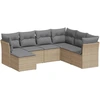 Image de vidaXL Ensemble de salon de jardin 7 pièces avec coussins Beige Poly Rattan