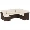 Image de vidaXL Ensemble de salon de jardin 7 pièces avec coussins Marron Poly rotin