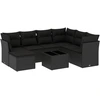 Image de vidaXL Ensemble de jardin canapé 8 pièces avec coussins noir poly rotin